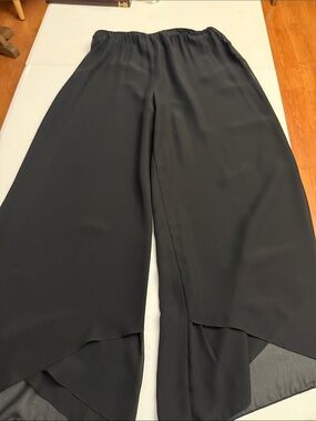 Alex Evenings Black Wide-Leg Layered Palazzo Pants